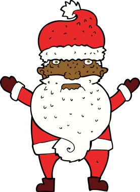 Bir insan tarafından çizilmiş huysuz Noel Baba çizgi filmi.