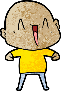 Bir insan tarafından çizilmiş mutlu, kel adam.