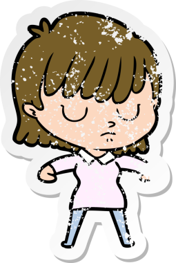 Bir insan tarafından çizilmiş karikatür bir kadının sıkıntılı çıkartması.