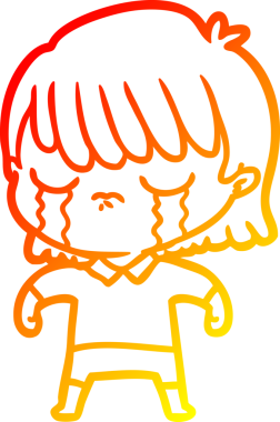 Bir insan tarafından çizilmiş, ağlayan bir çizgi kadın çizimi.