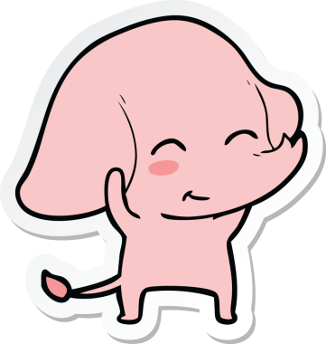 Bir insan tarafından çizilmiş şirin bir fil çıkartması.