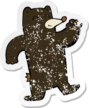 Bir insan tarafından çizilmiş siyah ayı sallayan bir çizgi filmin gerilimli yapıştırması.