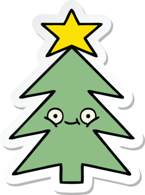 Bir insan tarafından çizilmiş şirin bir noel ağacının çıkartması.