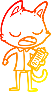 Bir insan tarafından çizilmiş konuşan kedi patronunun sıcak çizgi çizimi