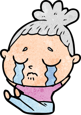 Bir insan tarafından çizilmiş ağlayan kadın çizgi filmi.