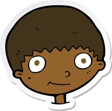 Bir insan tarafından çizilmiş mutlu bir çocuğun çıkartması.