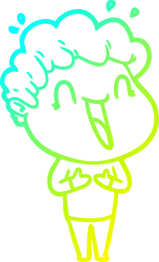 Bir çizgi film çizen soğuk gradyalı mutlu bir adam bir insan tarafından çizilmiş.