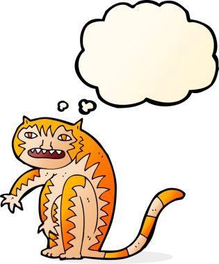 Bir insan tarafından çizilmiş düşünce baloncuklu kaplan.