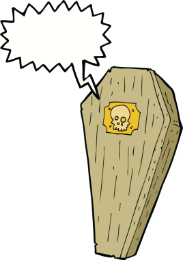 Bir insan tarafından çizilmiş garip bir karikatür tabut.