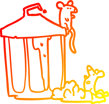 Eski metal bir çöp tenekesinin insan tarafından çizilmiş sıcak çizgi çizimi.