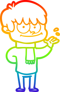 gökkuşağı gradyanı çizimi bir insan tarafından çizilmiş mutlu bir çizgi film adamı