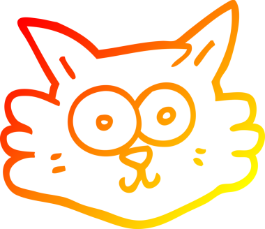 Bir insan tarafından çizilmiş çizgi film kedisinin sıcak çizgi çizimi