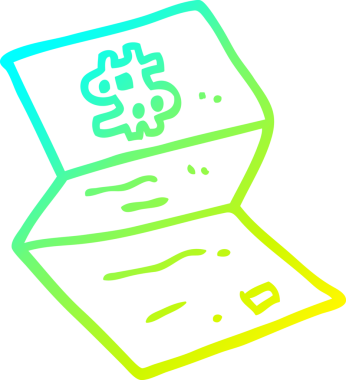 Bir insan tarafından çizilmiş bir karikatürün soğuk gradyan çizimi.