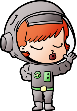 Bir insan tarafından çizilmiş güzel astronot kız.