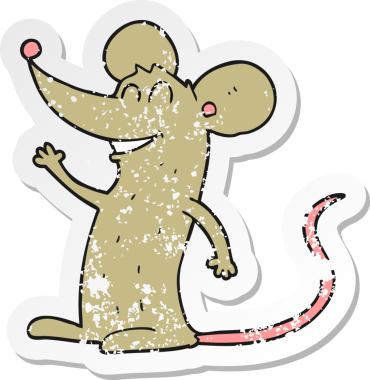 Bir insan tarafından çizilmiş karikatür bir farenin gerilimli çıkartması