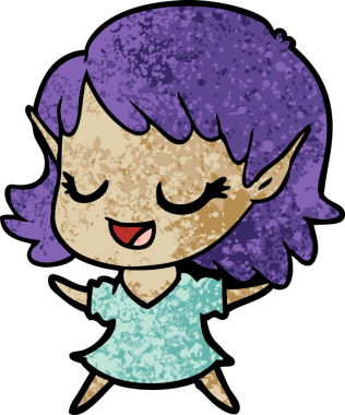 Bir insan tarafından çizilmiş mutlu elf kızı.