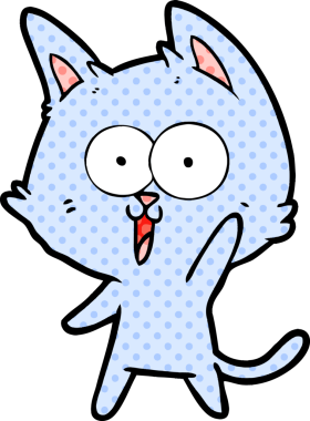 Bir insan tarafından çizilmiş komik çizgi film kedisi.