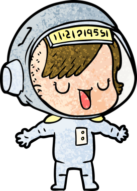 Bir insan tarafından çizilmiş astronot kadın.