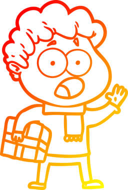 Bir insan tarafından şaşırtılarak çizilen çizgi film karakterinin sıcak çizgi çizimi.