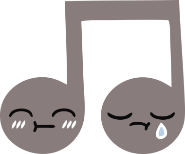 Bir insan tarafından çizilmiş bir notanın düz renkli retro karikatürü