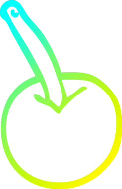 Bir insan tarafından çizilmiş kiraz karikatürünün soğuk gradyan çizimi