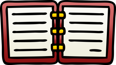 Bir insan tarafından çizilmiş bir not defterinin gölgeli çizgi filmi.