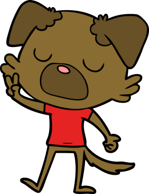 Bir insan tarafından çizilmiş çizgi film köpeği.