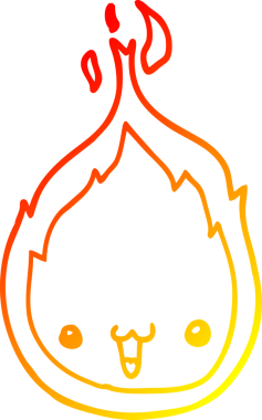 Bir insanın çizdiği çizgi film alevinin sıcak çizgi çizimi.