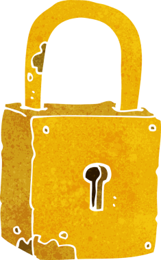 Bir insan tarafından çizilmiş paslı kilit.