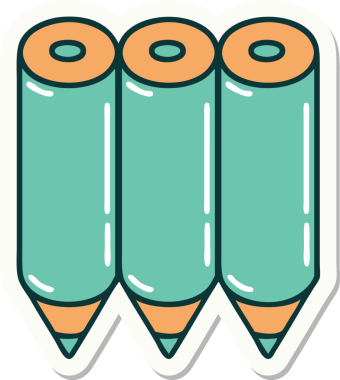 Bir insan tarafından çizilmiş renkli kalemlerin geleneksel stiliyle dövme çıkartması.
