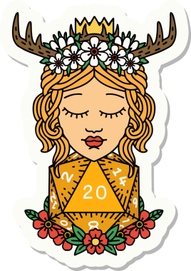 Bir insan tarafından çizilmiş 20 zarlı insan Druid çıkartması.