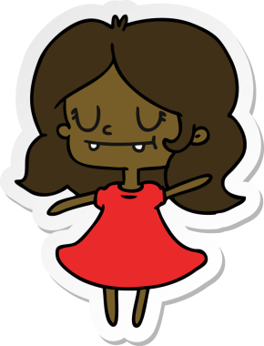 Bir insan tarafından çizilmiş kawai kızının serbest sticker karikatürü.