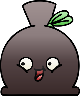 Bir insan tarafından çizilmiş bir çuvalın gölgeli çizgi filmi.