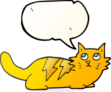 Bir insan tarafından çizilmiş serbest konuşma balonu çizgi film kedisi