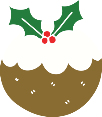 Bir insan tarafından çizilmiş garip bir karikatür Noel pudingi.
