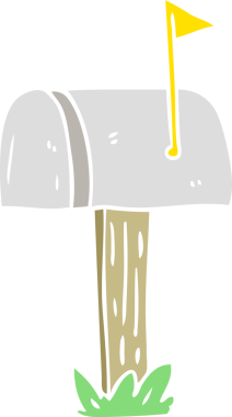 Bir insan tarafından çizilmiş düz renk çizgi film posta kutusu