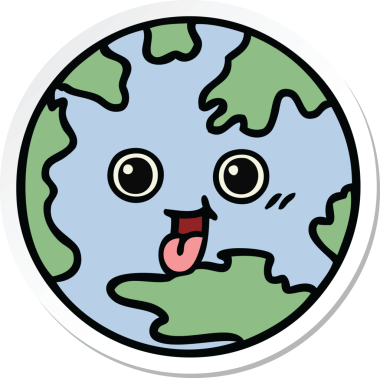 Bir insan tarafından çizilmiş şirin bir çizgi film gezegeninin çıkartması.