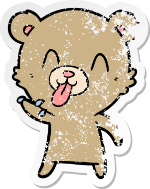 Bir insan tarafından çizilmiş kaba bir çizgi film ayısının sıkıntılı çıkartması.