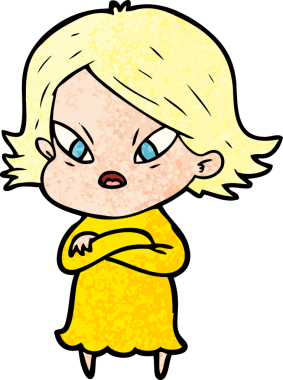 Çizgi film bir insan tarafından çizilmiş stresli kadın.