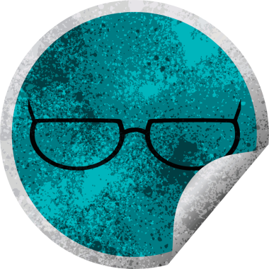 Bir insan tarafından çizilmiş grafik vektör illüstrasyon dairesel etiketi