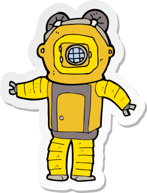 Bir insan tarafından çizilmiş derin deniz dalgıcının çıkartması.