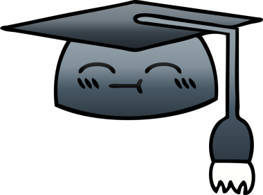 Bir insan tarafından çizilmiş mezuniyet şapkasının gölgeli çizgi filmi.