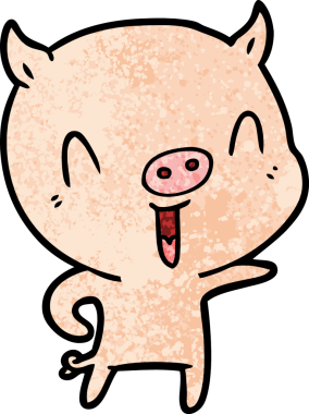 Bir insan tarafından çizilmiş mutlu çizgi film domuzu.