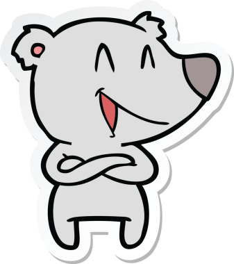 Bir insan tarafından çizilmiş, gülen ayı çizgi filminin çıkartması.