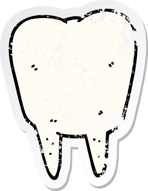 Bir insan tarafından çizilmiş bir çizgi film dişinin sıkıntılı çıkartması.