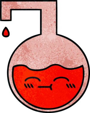 Bir insan tarafından çizilmiş bir bilimsel deneyin retro grunge doku karikatürü