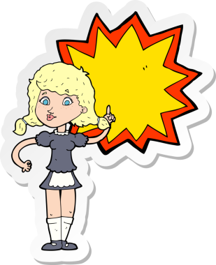 Bir insan tarafından çizilmiş bir çizgi film garsonunun çıkartması.