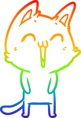 gökkuşağı gradyan çizimi mutlu çizgi film kedisi bir insan tarafından çizildi