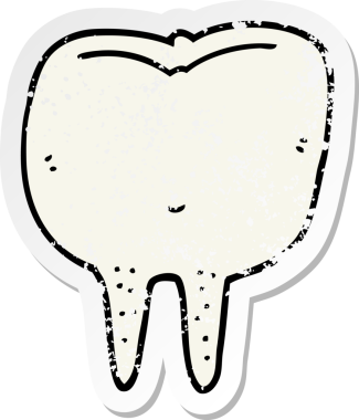 Bir insan tarafından çizilmiş bir çizgi film dişinin sıkıntılı çıkartması.