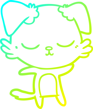 Bir insan tarafından çizilmiş şirin bir çizgi köpeğin soğuk gradyan çizgisi.